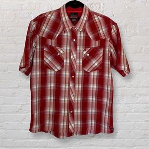 Quicksilver Red Plaid Button down Shirt - Size M